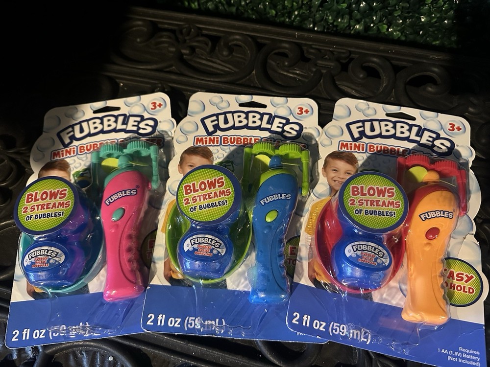 Fubbles Mini Bubble Blaster & Solution-Ages 3+ NEW Set Of 3!