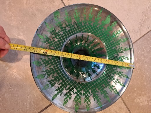 " Console Centerpiece Bowl Flared Green W Silver Design