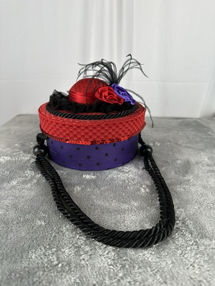Vintage Sewing Box Red Hat Society Lid & Handle