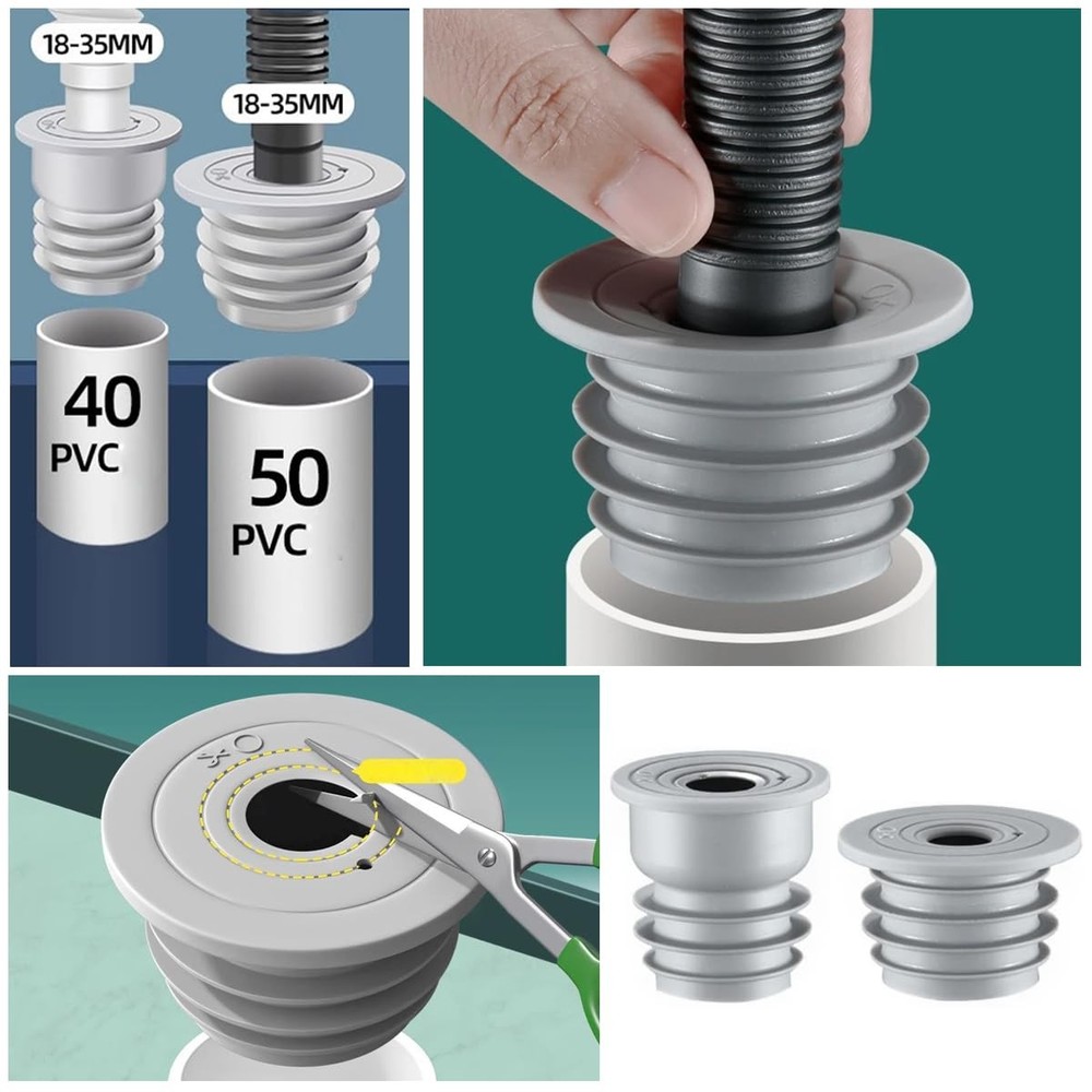 RecDec 2 Pack Washing Machine Drain Hose Seal Plug Odor-Free Silicone Gray