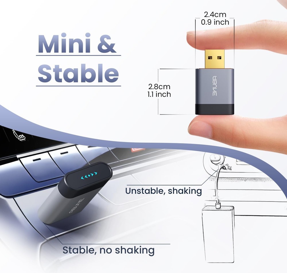 2025Mini Wireless CarPlay Adapter for iPhone & Android ,Easy to Use Bluetooth