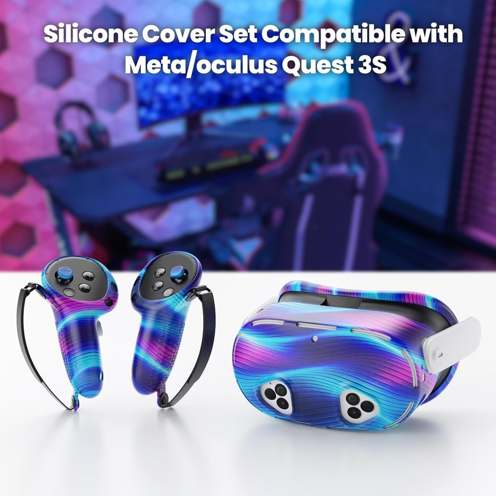 Silicone Cover Set Compatible with Meta/Oculus Quest 3s Accessories, VR