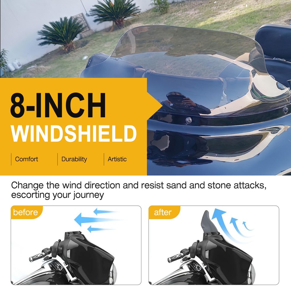 Smoke 8" Wave Windshield For Harley Ultra Classic Electra Glide EFI FLHTCUI