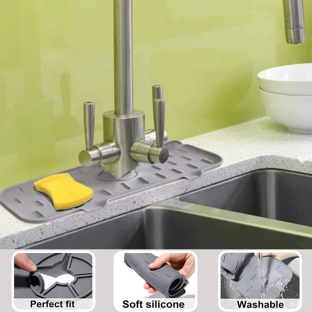 Reusable Silicone Sink Mat - Stylish Drip Protector for Kitchen & Bathroom