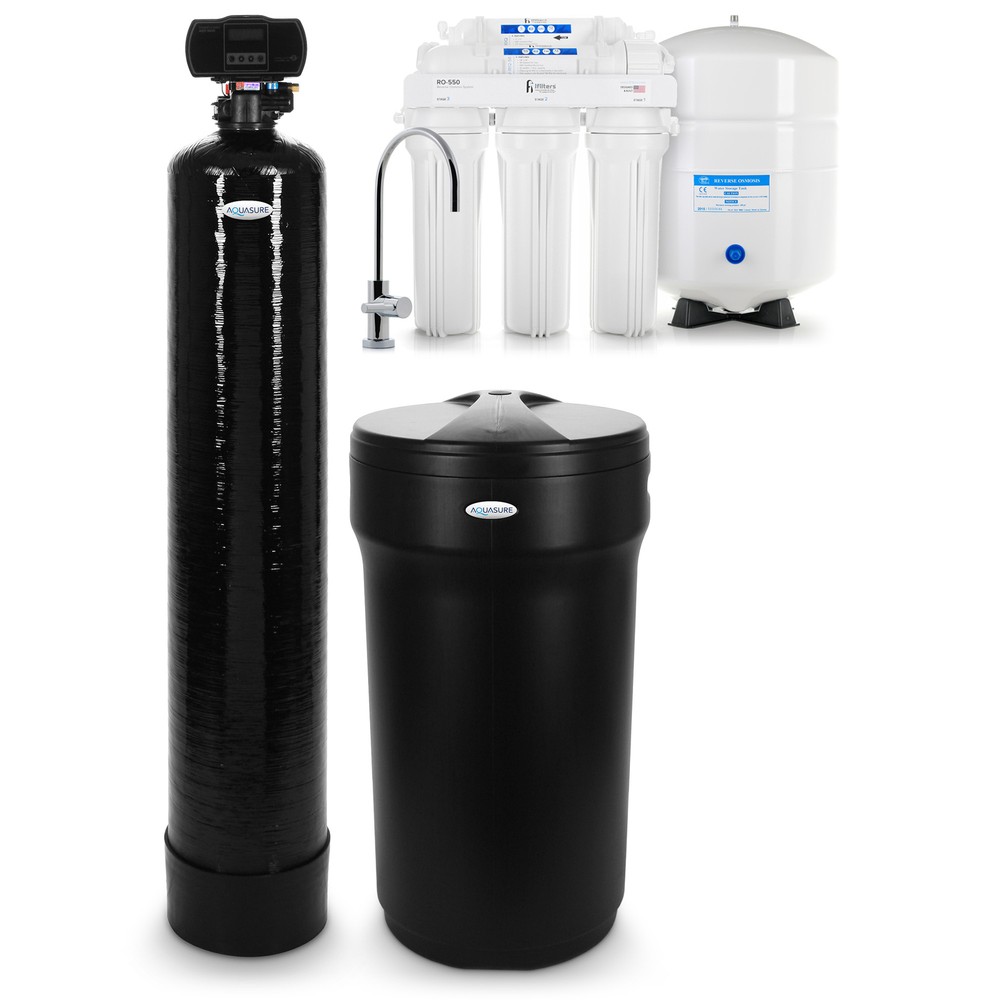 Reverse Osmosis System & Whole House Water Softener Package for 1-3 Bathrooms