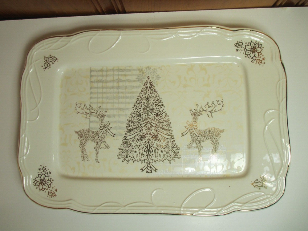 Cracker Barrel Treetops Glisten Christmas 15"x11" Rectangular Platter Tree
