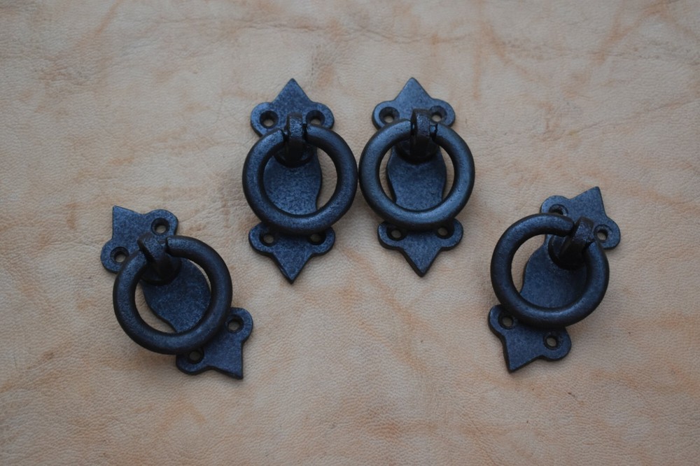 iron door knocker gate handle knob vintage cast pull drop handle Hardware 4 pcs