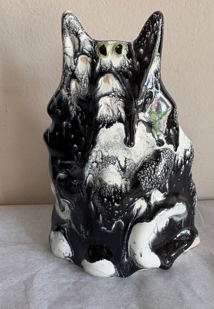 Black and White Ceramic Figure 7" Tall