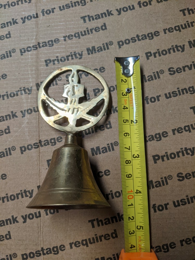 Brass Bell with Decorative Handle Collectible Handmade