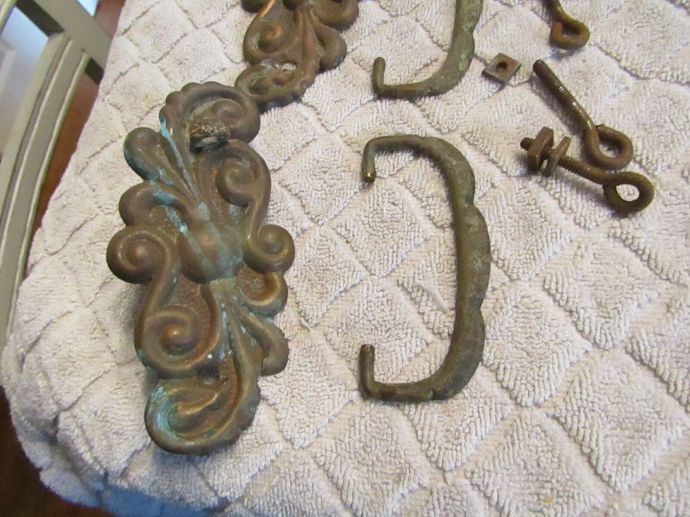 Antique Victorian Age Brass Drawer Pulls Decorative Matching Set Listing 2