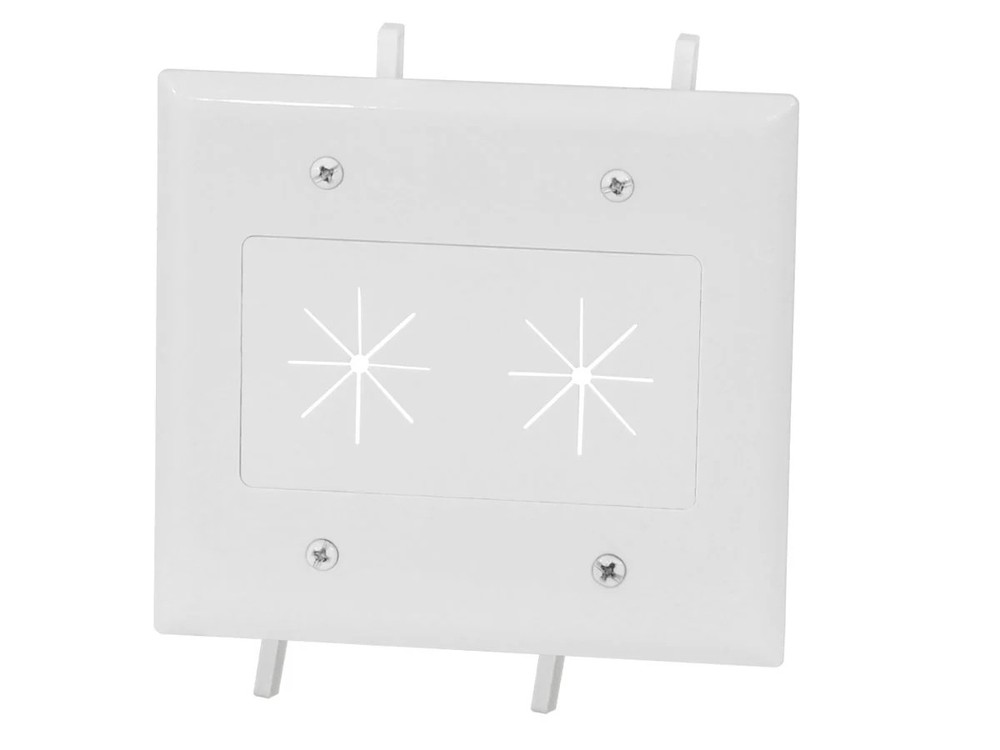 Monoprice Cable Plate with Flexible Opening, 2-Gang, White