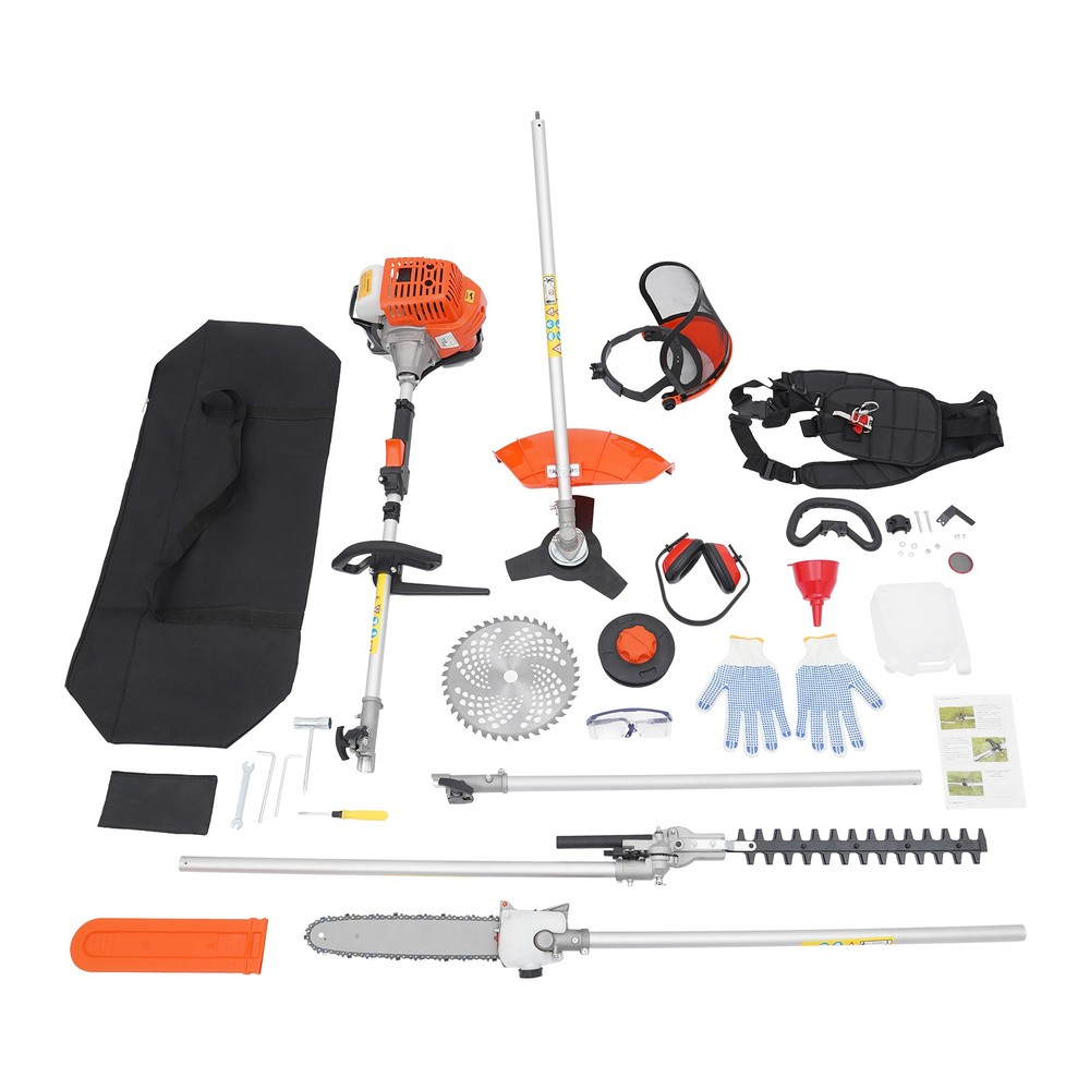 5-in-1 Gas Hedge Trimmer Tool, 52CC 2-Stroke Multi-Functional String Trimmer