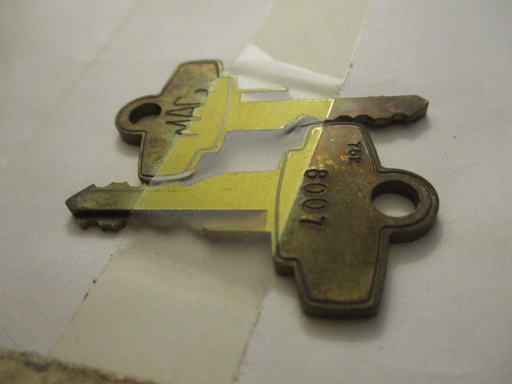 Vintage MAC Tools Brass Tool Box Keys Numbered / Unused with Original Papers