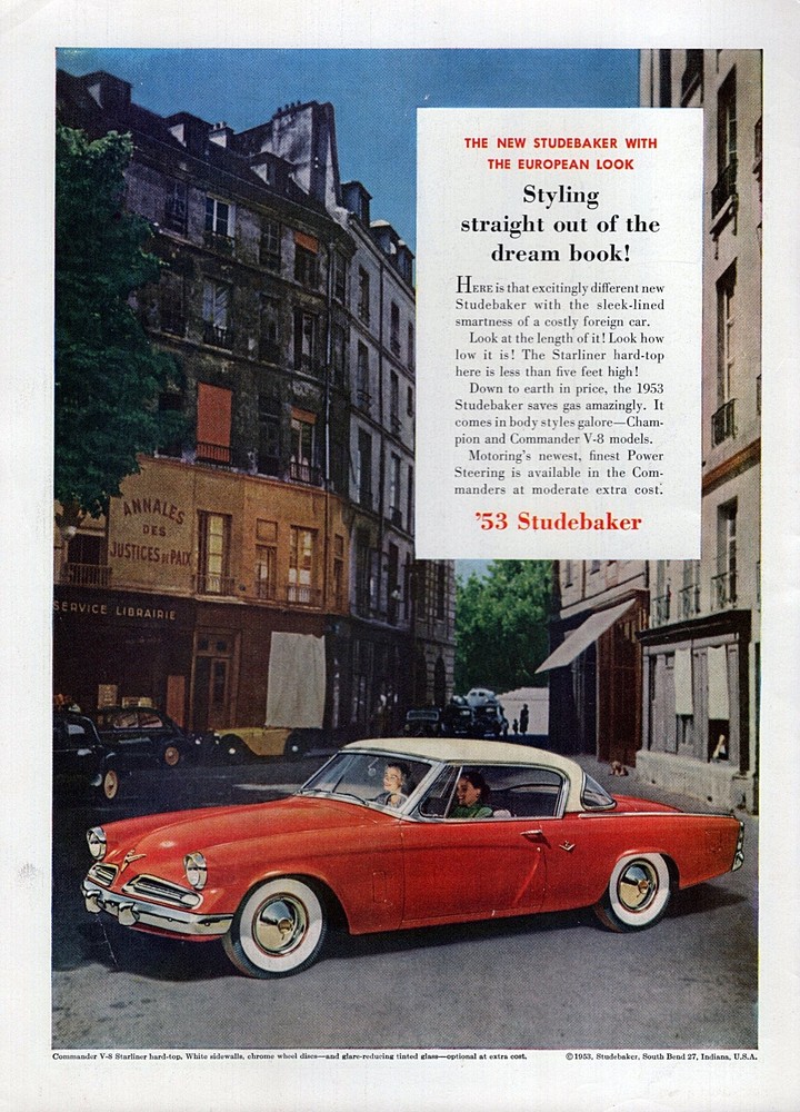 1953 Studebaker Commander Starliner Coupe Original Color Print Ad