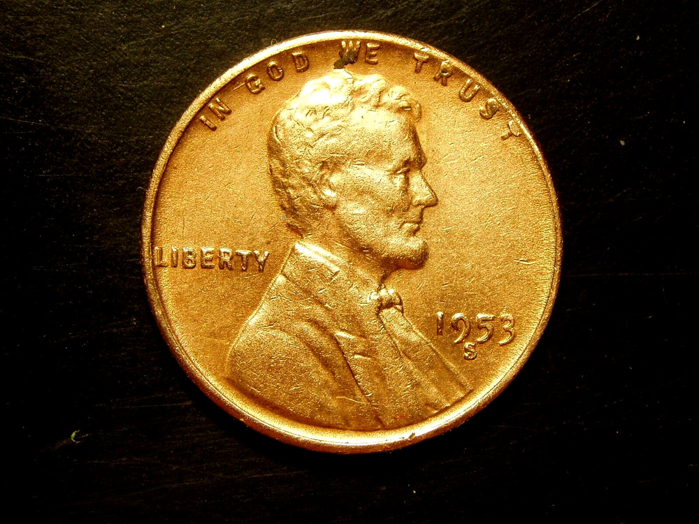 1953-S  CLEANED LINCOLN WHEAT CENT #8