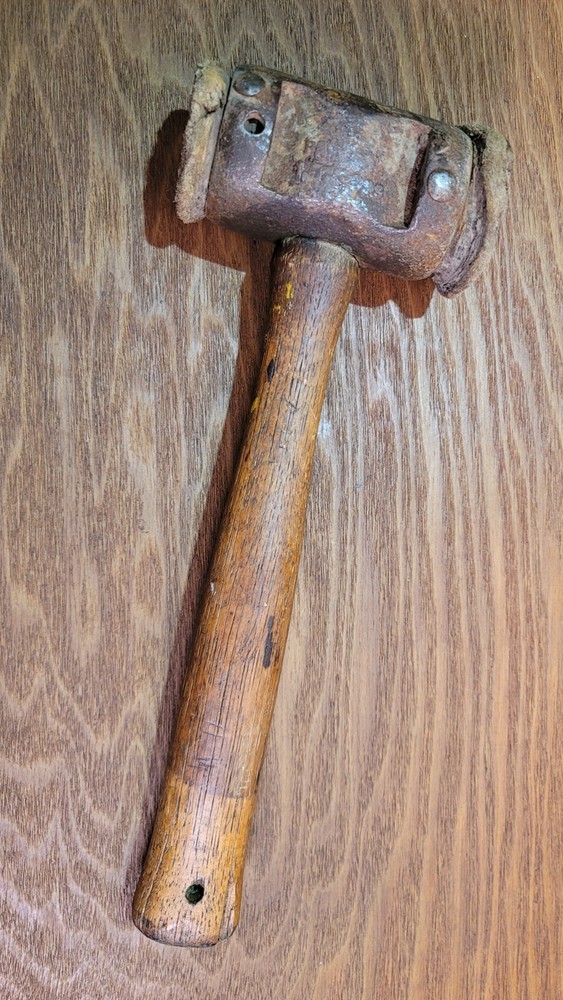 Vintage Rustic GARLAND Raw Hide Soft Blow Hammer Old Tool