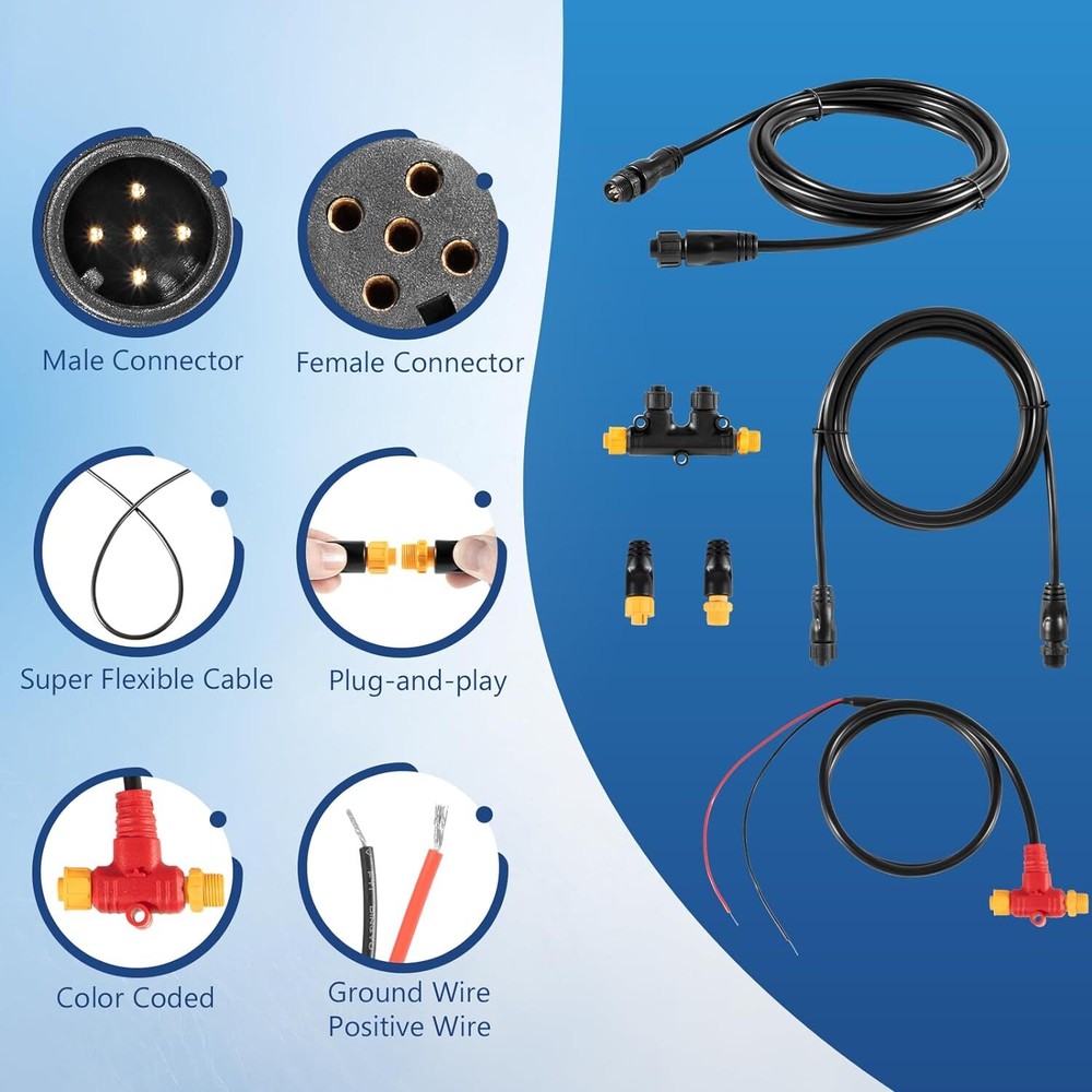 NMEA 2000 Dual Device Starter Kit Backbone Cables Drop Cables Dual Tee Connector