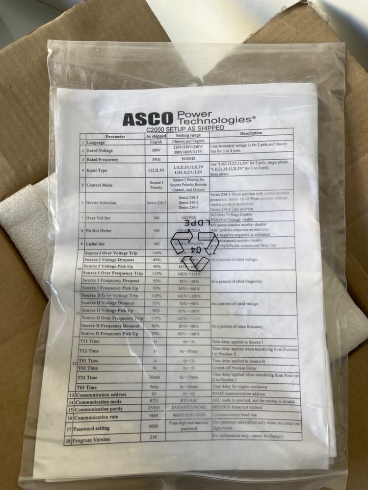 EMERSON Network Power ASCO C2000 controller ASCO 972972-003