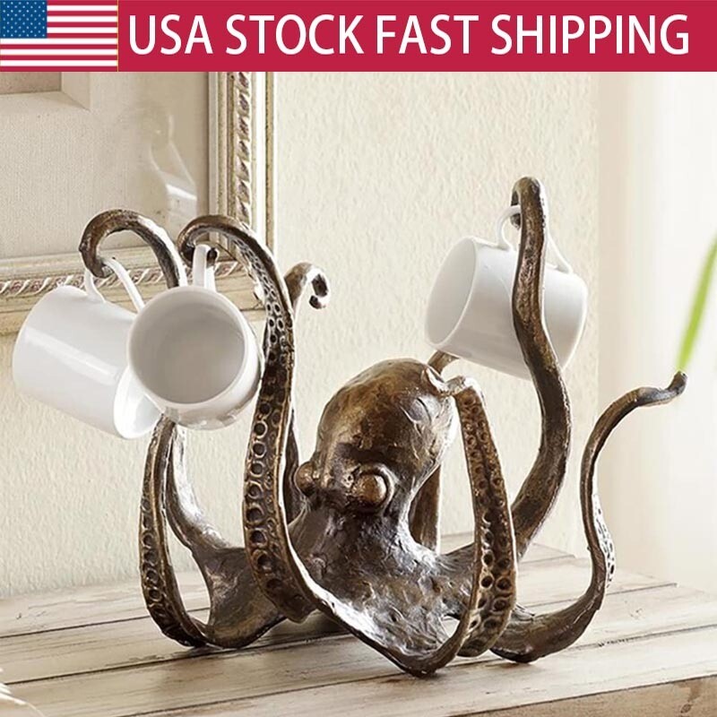 Octopus Coffee Cup Holder Long Lasting Use Ornament Decoration Resin Statue