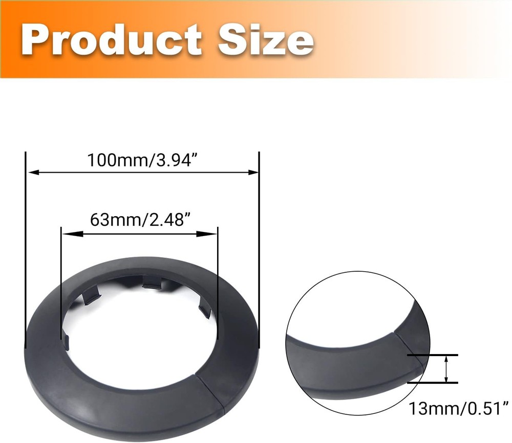 Yinpecly 1Pc Fit 2.37" Outer Diameter Flange Pipe Dia, Black