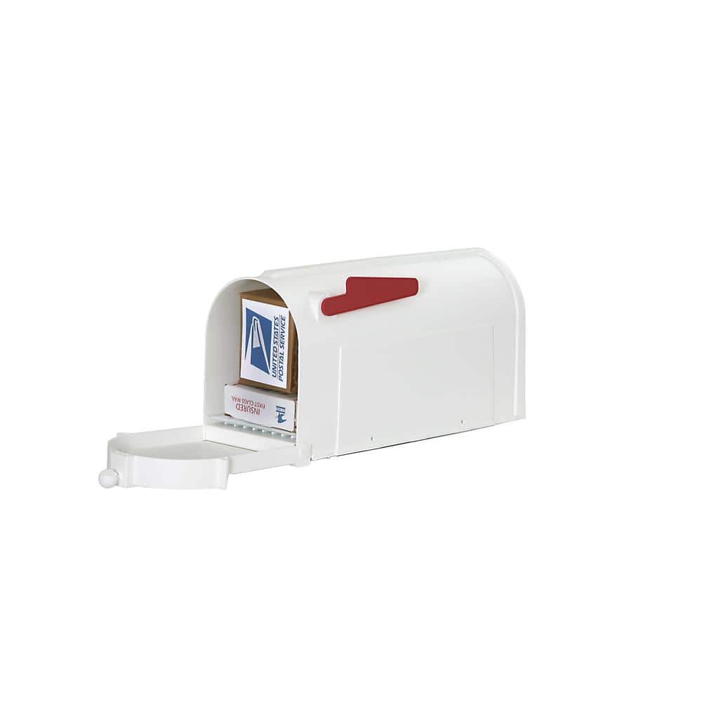 Ambrose White Post Mount Mailbox Large Plastic Residential Home Mail Box