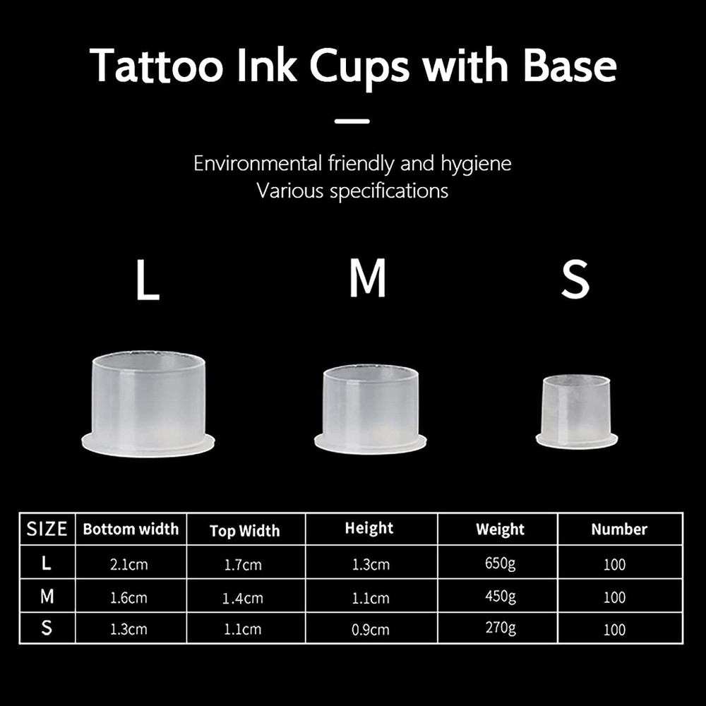 300pcs Ink Caps with Base Tattoo Cups White