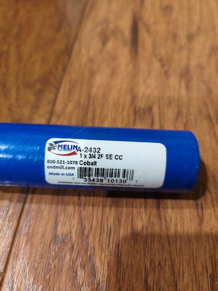 1" Square End 2 Flute Melin Cobalt End Mill Center Cutting