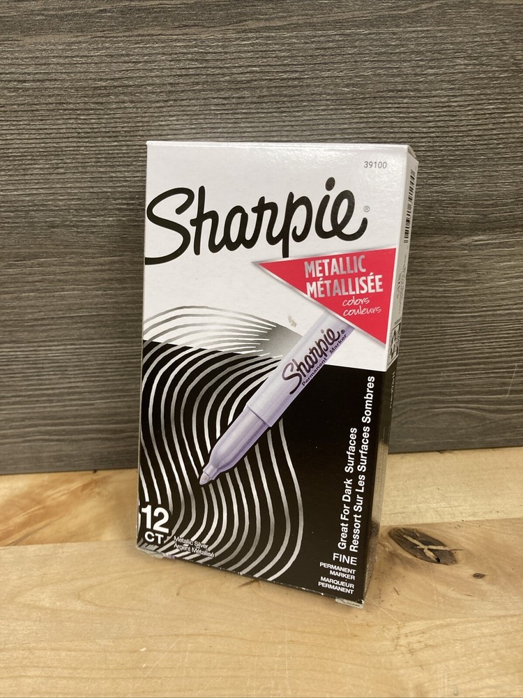 Sharpie Metallic Permanent Markers, Fine Point, Silver, 12 Count New