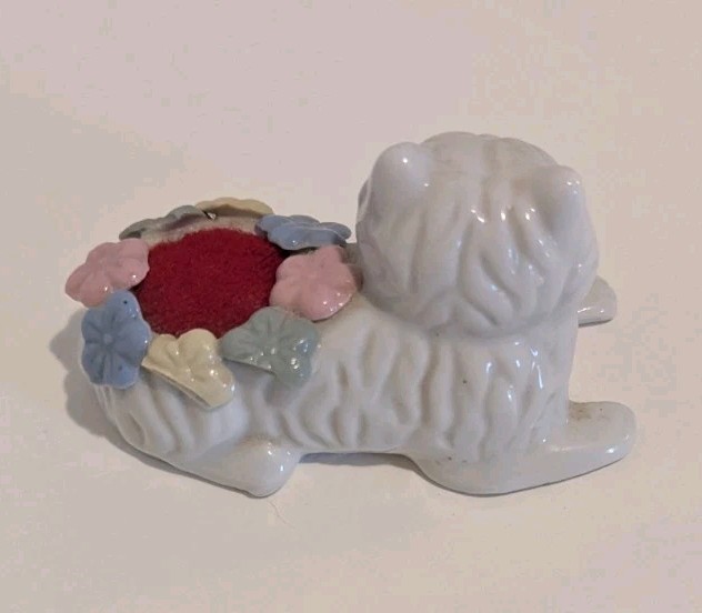 Small Ceramic Cat Pincushion Vintage