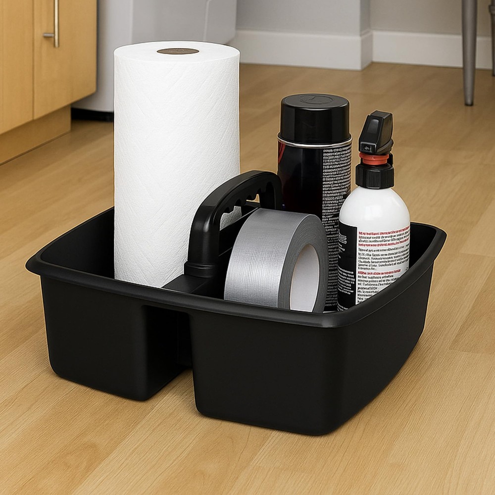 2-Compartment Large Cleaning Caddy – Multipurpose Supply Organizer with Handl...