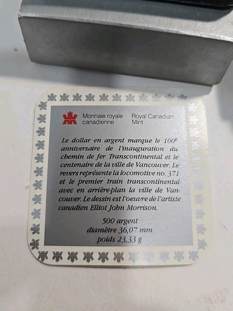 1981 & 1986 Canada Proof Dollars .500 Silver Trains