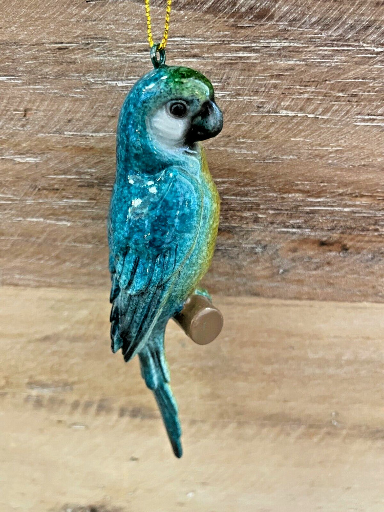 Parrot Bird Ornament Mini Polyresin 4"L