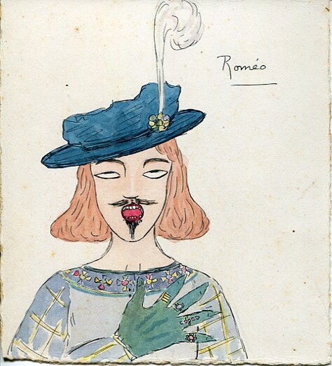 Original Drawing Pen And Watercolour Romeo 14*13