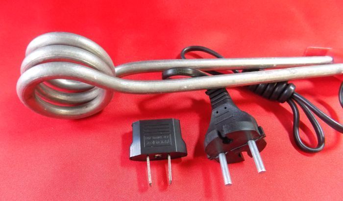 TRAVEL Immersion WATER LIQUID HEATER Element 110 200 Volt 1.5 KWatt US EU plug
