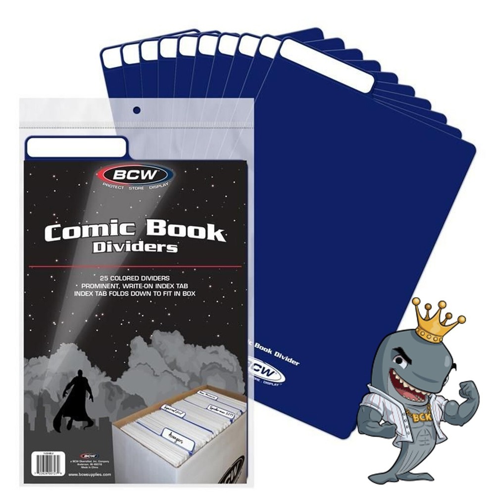 BCW Blue Comic Book Dividers 25ct Pack Fold Down Tab FREE SHIP