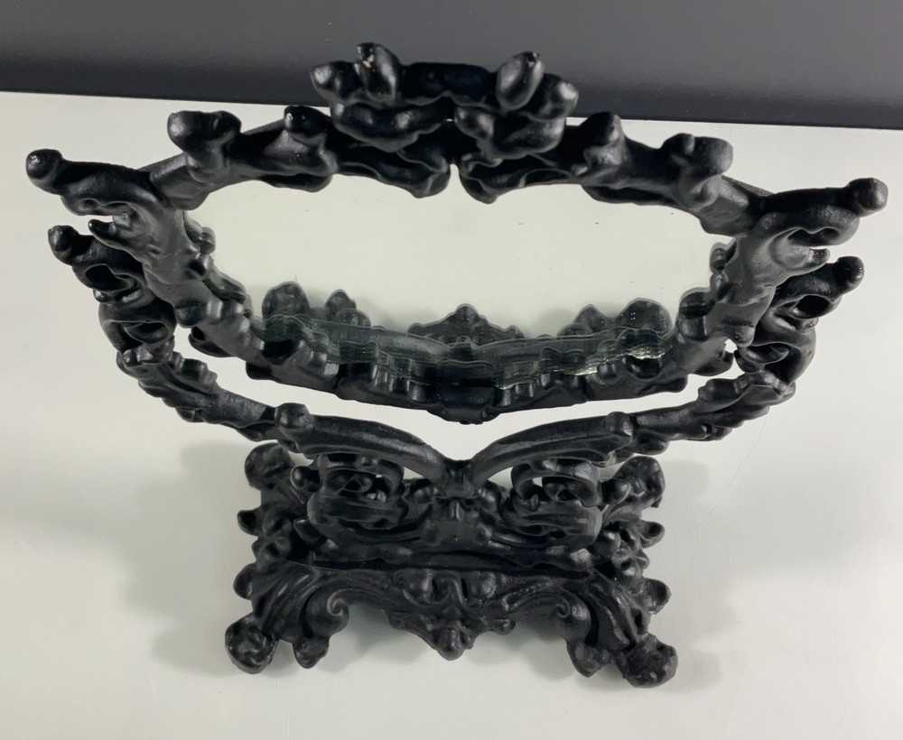 Antique Victorian Cast Iron Vanity Table Mirror