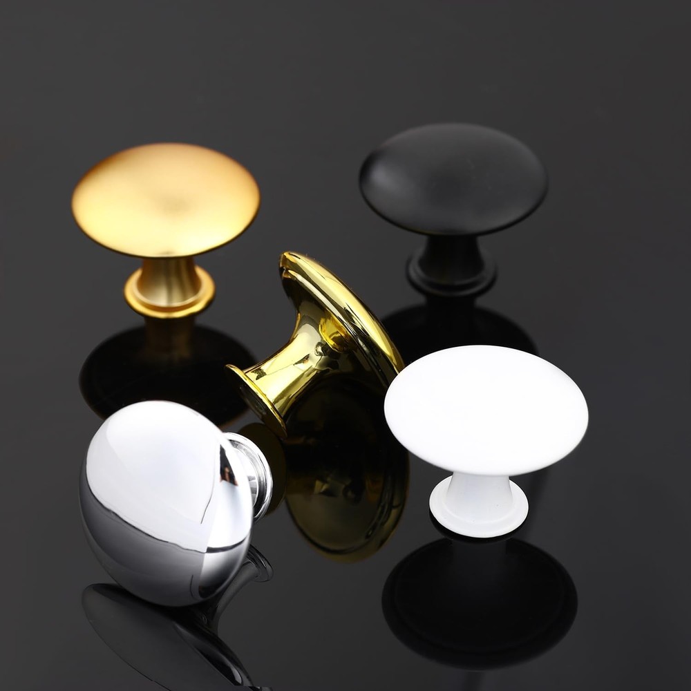 20 Pack Golden Plated Round Shining Kitchen Cabinet Knobs Cupboard Door Knobs...