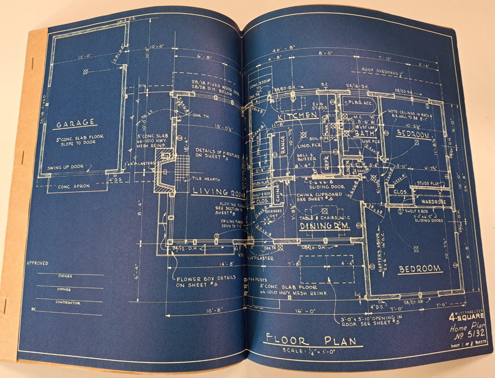 WEYERHAEUSER 4-SQUARE HOME DESIGN PLANS No 5132 COMPLETE 1950s ARCHITECTURE