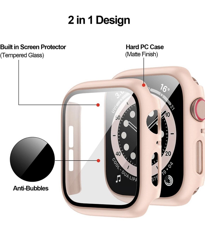 10-Pack Case Apple Watch Series 9, 8, 7 41mm Tempered Glass Screen Protector