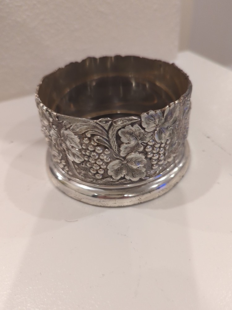 Vintage Silver Plated Wine Coaster With Grapevine Motif