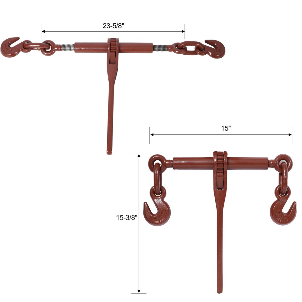 4pcs 5/16"-3/8" Ratchet Binders 5400lbs Working Load G70 Hooks Adjustable Length