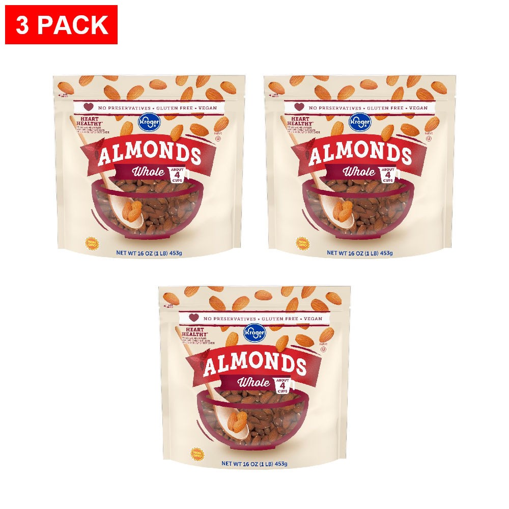 Kroger Whole Almonds 16 oz - Pack of 3