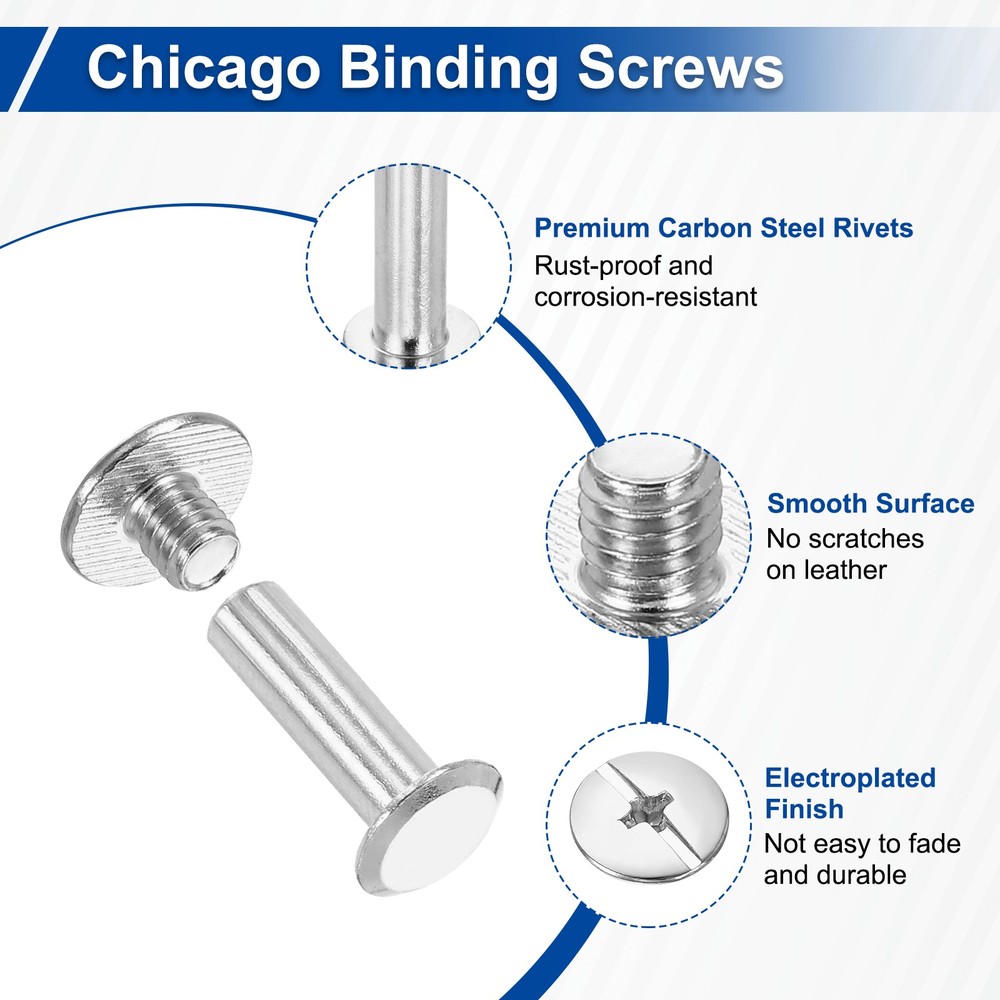 25set Phillips Chicago Screw M5x20mm Binding Post Screw, White