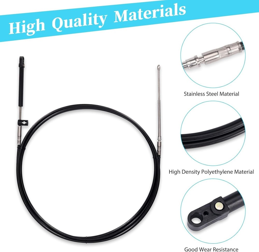 Replacement Throttle and Shift Cables for Marine Force Engines, 15ft 2-Pack