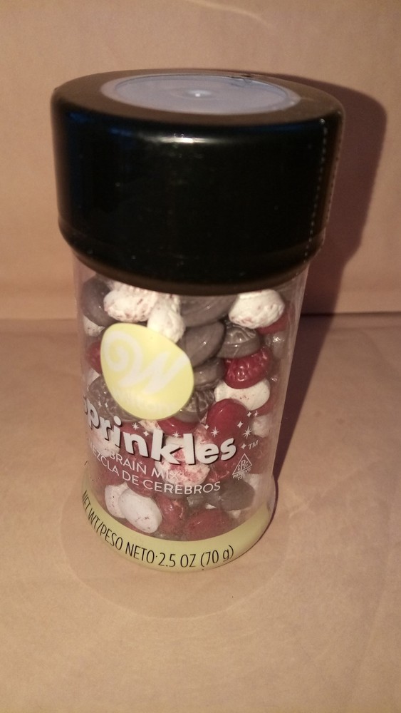 Wilton Brain Shaped Zombie Sprinkles 2018 2.5 OZ container