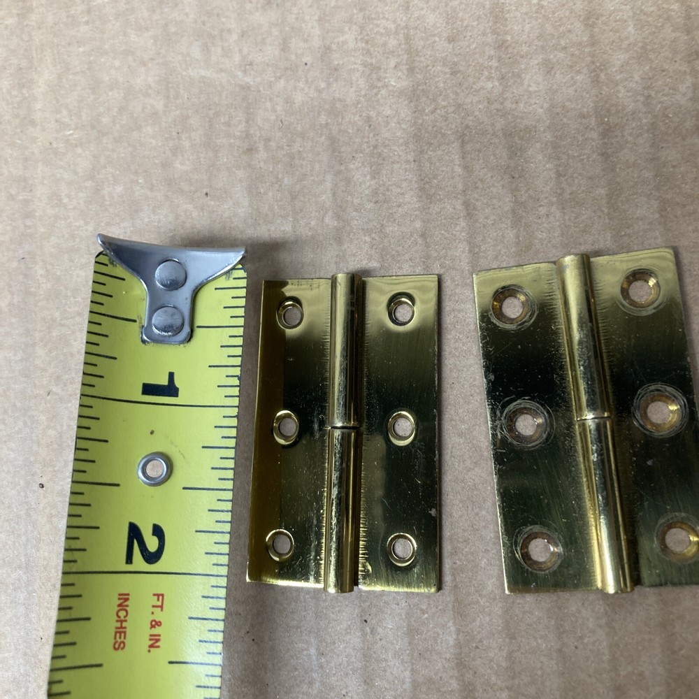 6 Solid Brass Small Jewelry Box Butt Hinges 2" x 1-1/4" Vintage Brainerd