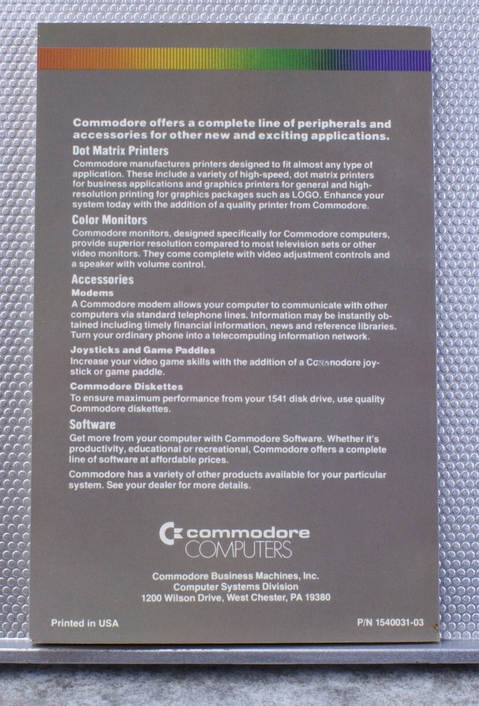 COMMODORE 154 Disk Drive User's Guide