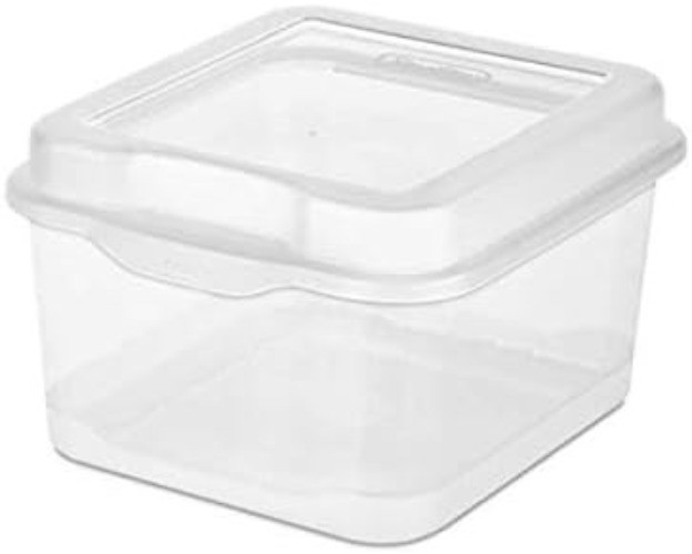 6-Pack Rectangular Large & 12-Pack Square Small FlipTop, Clear Storage Box