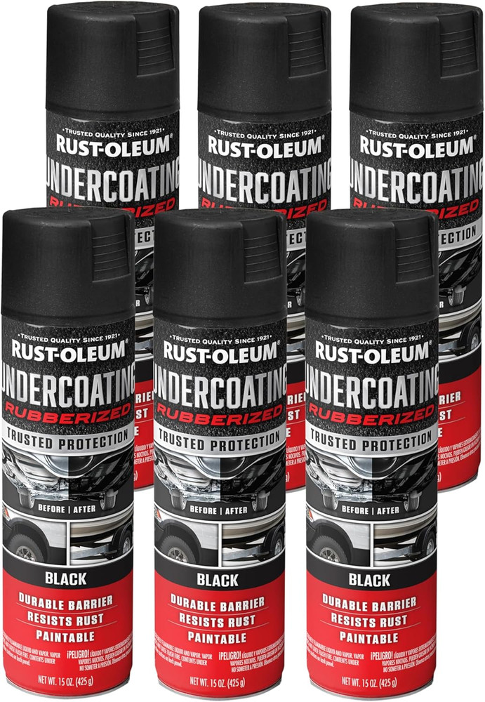 Rust-Oleum Stops Rust Undercoating Spray 15oz Rubberized Black 6-Pack