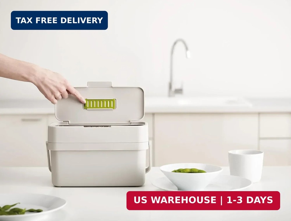 Joseph Joseph Compost Bin 1 Gallon Easy Fill Vent Lid Kitchen Caddy